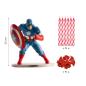 Preview: Dekora CAPTAIN AMERICA Tortendekoration PVC mit Kerzen