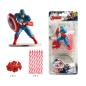 Preview: Dekora CAPTAIN AMERICA Tortendekoration PVC mit Kerzen