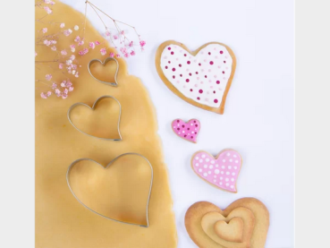 Preview: Städter Ausstecher Liebe  3,5 – 9 cm 3-teilig – Herz & Schrift für kreative Kekse