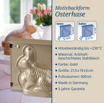 Preview: Dr. Oetker Backform Hase 600ml – für süße Osterkuchen