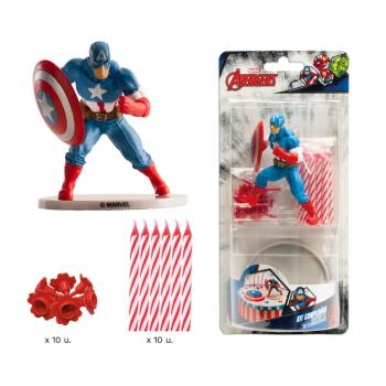 Dekora CAPTAIN AMERICA Tortendekoration PVC mit Kerzen