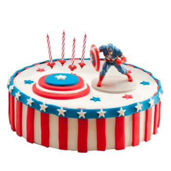 Dekora CAPTAIN AMERICA Tortendekoration PVC mit Kerzen