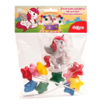 Dekora EINHORN Tortendeko Set aus PVC