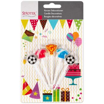 Preview: Städter Kerze Fußball Bunt - 2,5 x 7,5 cm - 5-teiliges Set