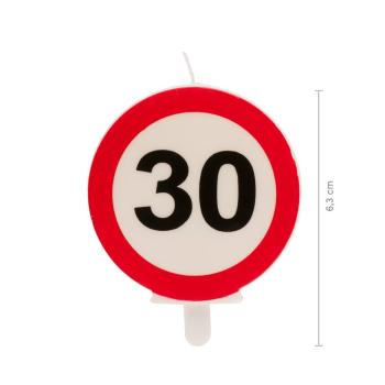 Preview: Dekora 30 Geburtstag - Jubiläumskerze 6,3cm