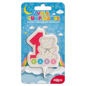 Preview: Dekora 2D Kerze - 1 Geburtstag 7,5cm
