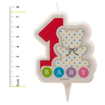 Preview: Dekora 2D Kerze - 1 Geburtstag 7,5cm