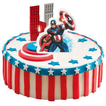 Preview: Dekora AVENGERS Captain America 2D Geburtstagskerze 7,5cm