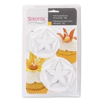 Preview: Städter Ausstecher mit Auswerfer Lilien 65/75 mm - Set 2tlg