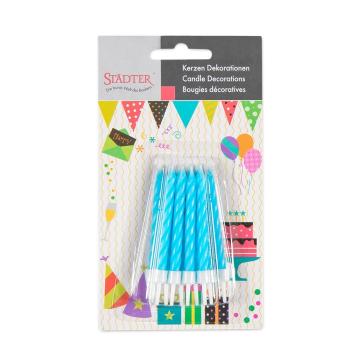 Preview: Städter Kerze Geburtstag 7,5cm - mit Halter -10Stk. hellblau