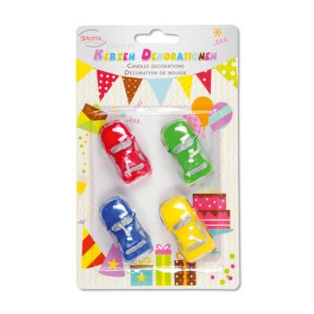 Preview: Städter Kerze Auto Bunt - 5 cm - 4-teiliges Set