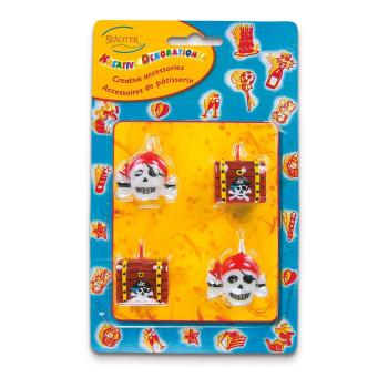 Preview: Städter Kerze Pirat - 3 cm - Bunt - Set 4-teilig