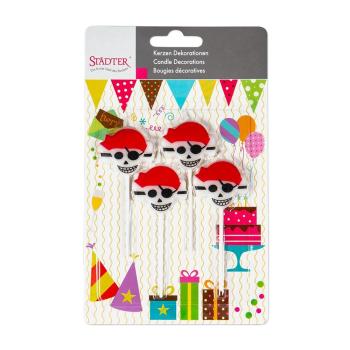 Preview: Städter Kerze Piraten - 3,5 x 9,5 cm - Weiß Sticks - 4 tlg.