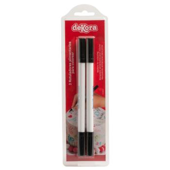 Dekora Lebensmittelstift schwarz - Doppelspitze - 2er Pack