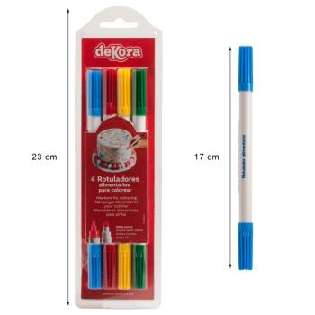 Preview: Dekora Lebensmittelfarbstifte rot, blau, grün, gelb