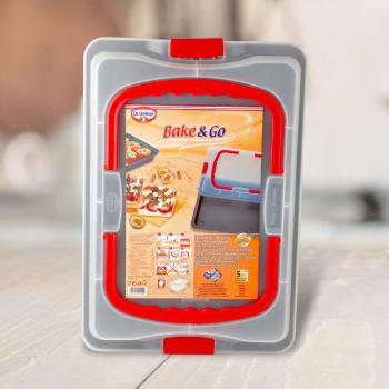 Preview: Dr.Oetker Backblech mit Transporthaube "Bake & Go" 29x42x4cm