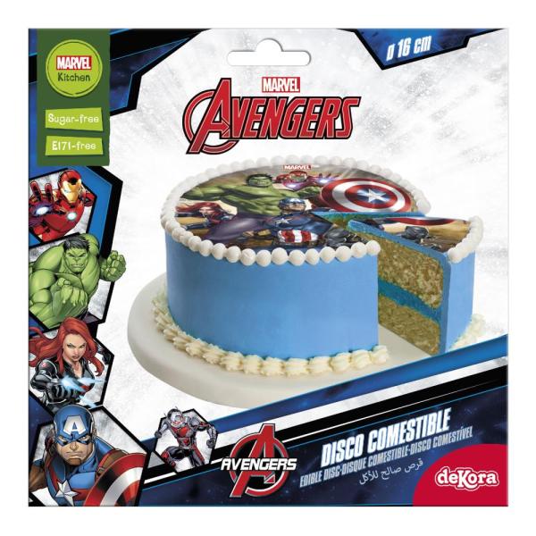 Dekora Marvel AVENGERS Tortenaufleger rund 16cm zuckerfrei