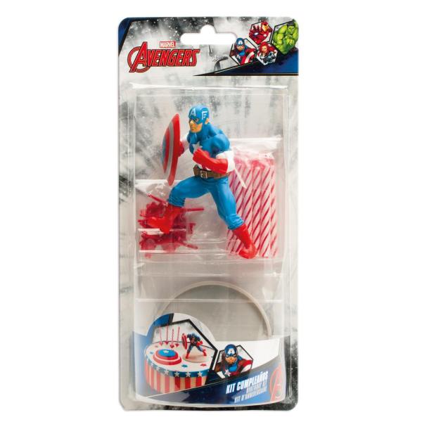 Dekora CAPTAIN AMERICA Tortendekoration PVC mit Kerzen